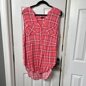 Torrid Pink and White Plaid High-Low Tunic